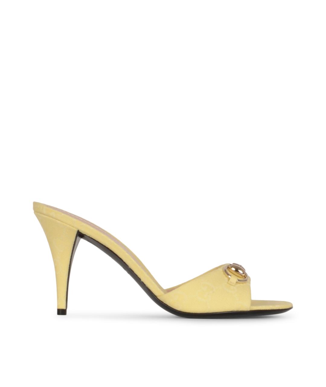 GUCCI Желтые синтетические мюли, фото 1