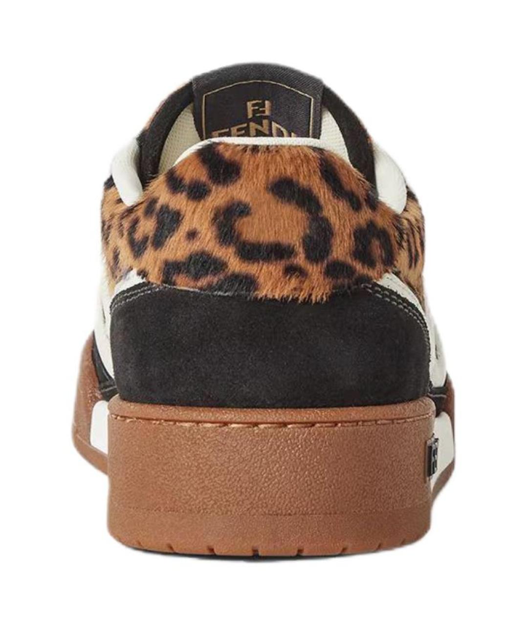 FENDI Коричневые кожаные кроссовки, фото 5