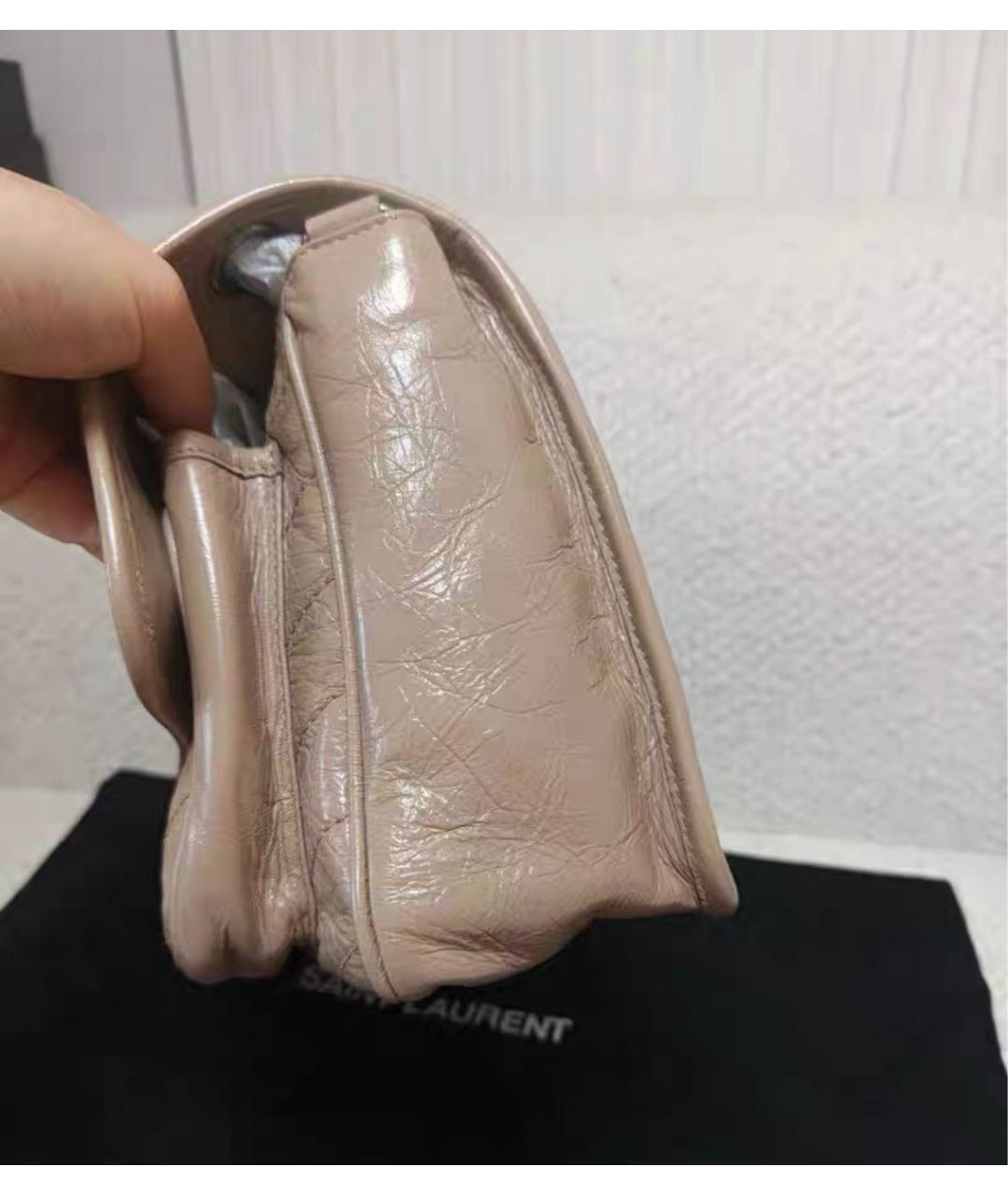 SAINT LAURENT Бежевая кожаная сумка через плечо, фото 5
