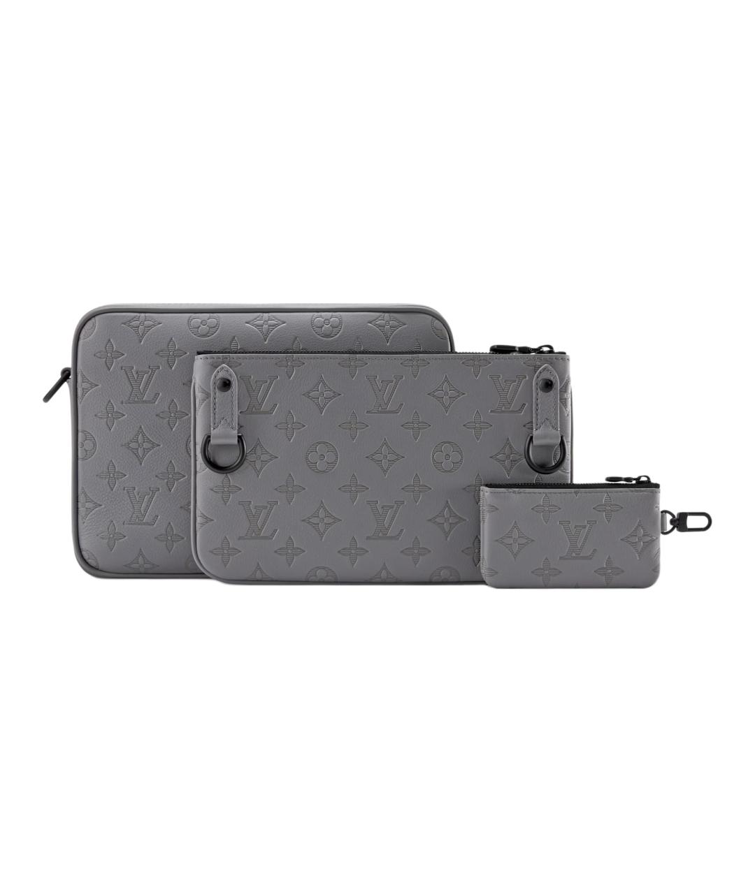 LOUIS VUITTON Серая кожаная сумка на плечо, фото 3