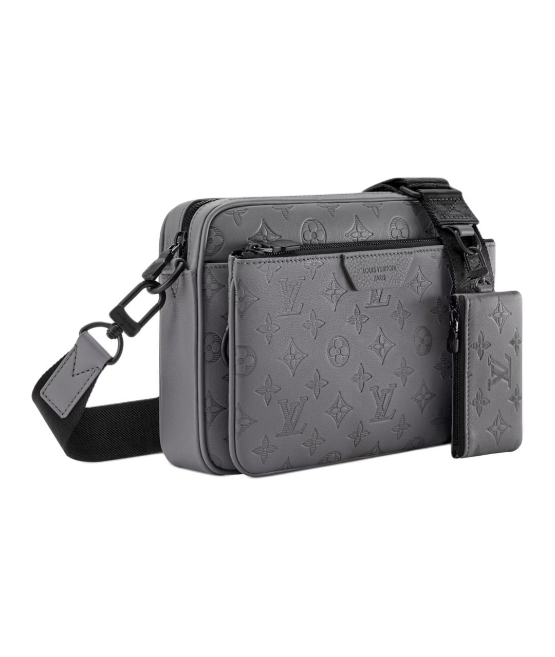 LOUIS VUITTON Серая кожаная сумка на плечо, фото 4