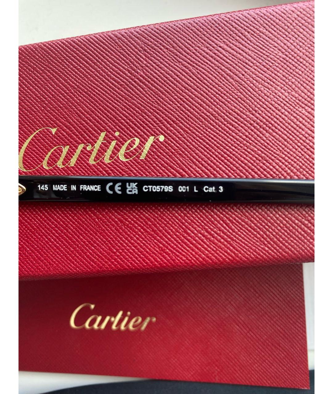 CARTIER Черные металлические солнцезащитные очки, фото 5
