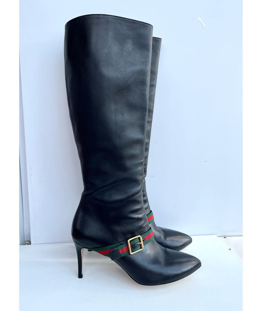 GUCCI Черные кожаные сапоги, фото 9