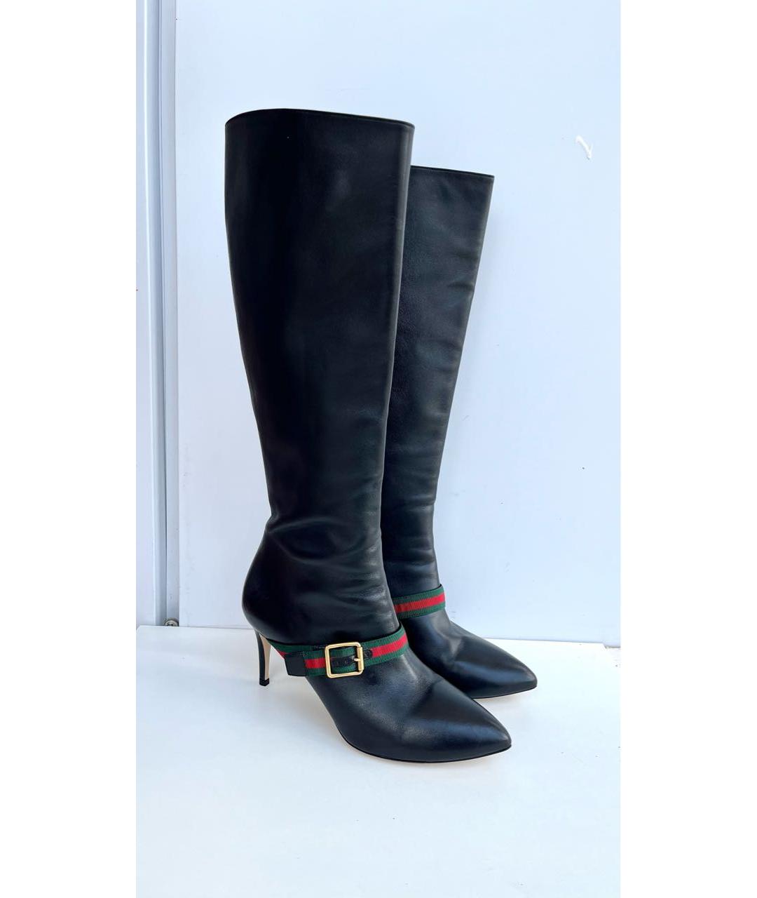 GUCCI Черные кожаные сапоги, фото 7