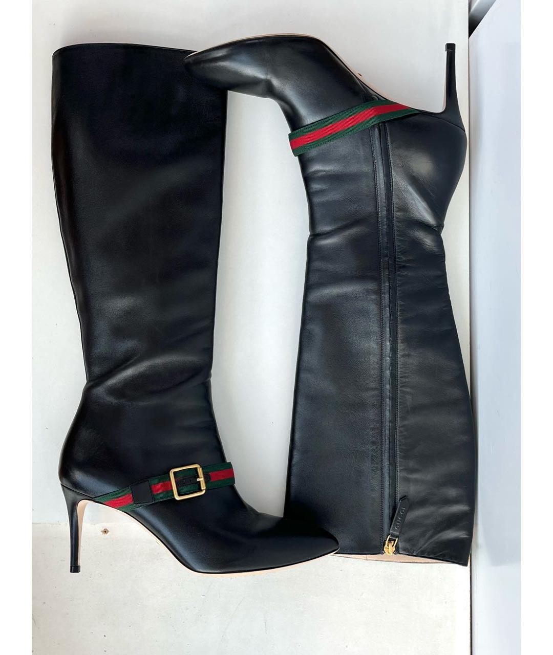 GUCCI Черные кожаные сапоги, фото 2