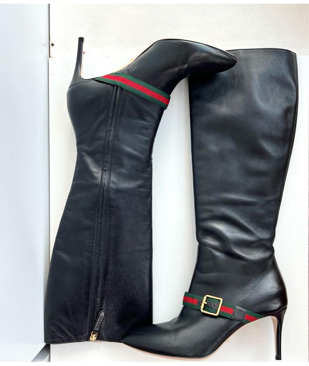 GUCCI Черные кожаные сапоги, фото 3