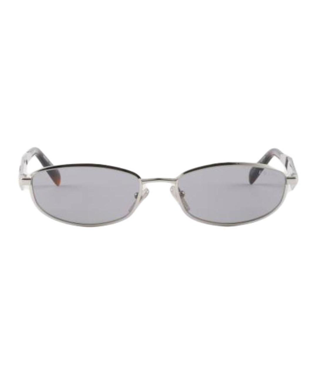 PRADA Серебряные металлические солнцезащитные очки, фото 2