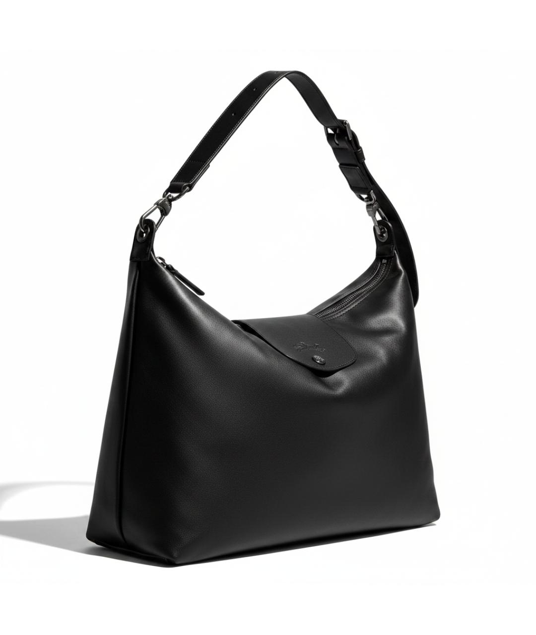 LONGCHAMP Черная кожаная сумка через плечо, фото 2