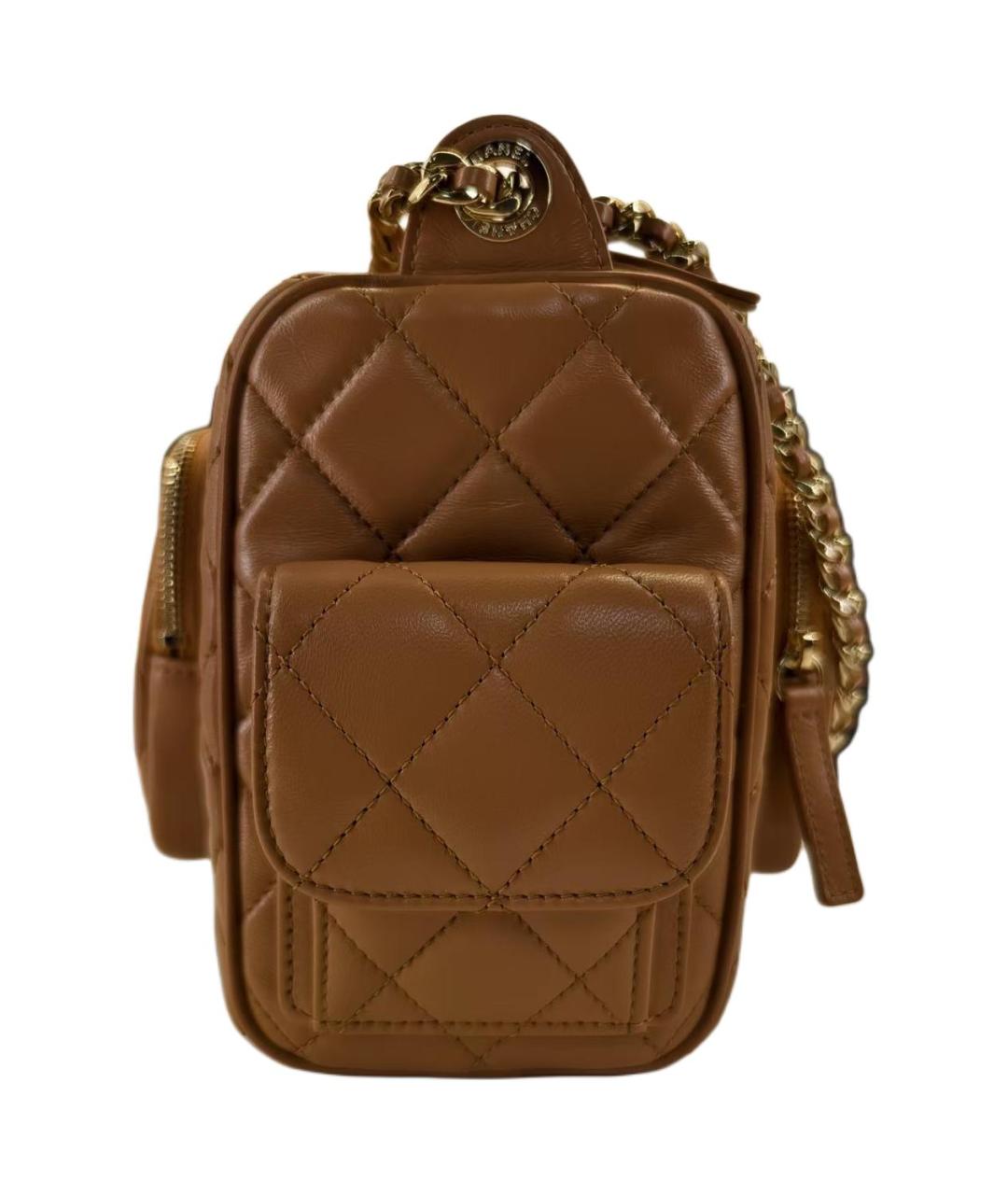 CHANEL Коричневая кожаная сумка через плечо, фото 3