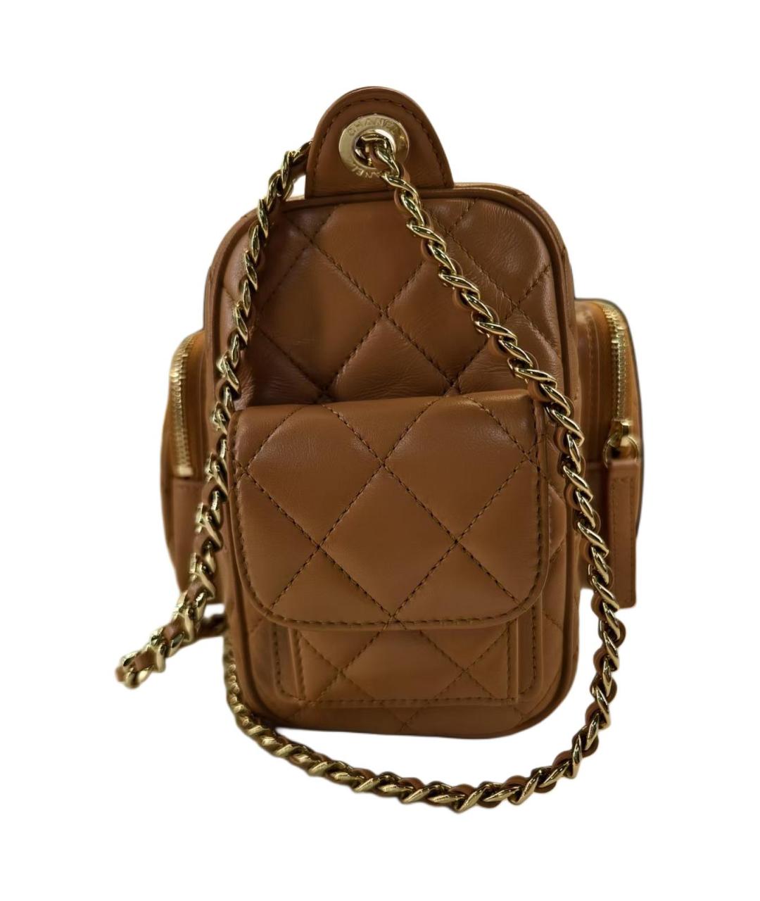 CHANEL Коричневая кожаная сумка через плечо, фото 2
