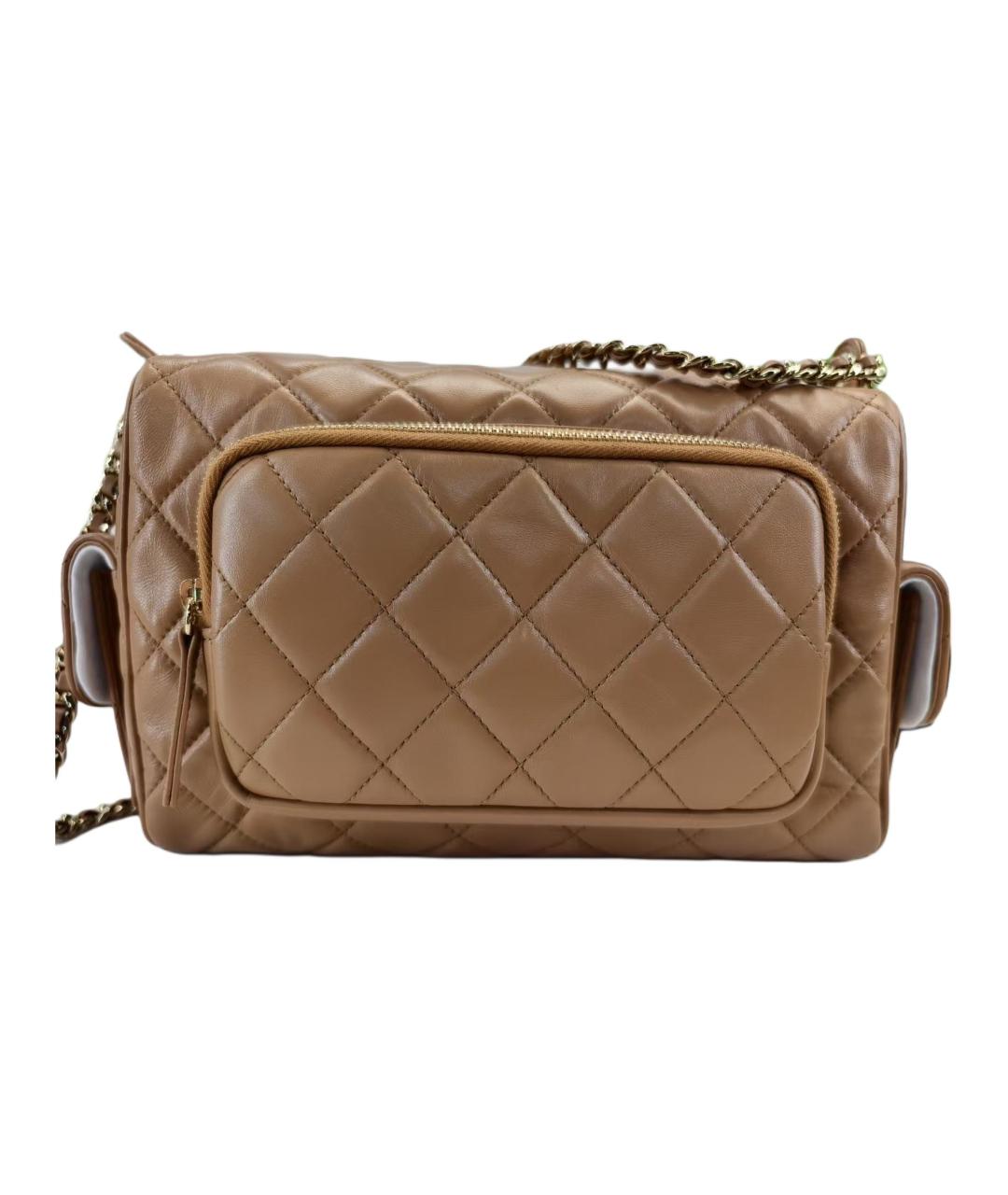 CHANEL Коричневая кожаная сумка через плечо, фото 4