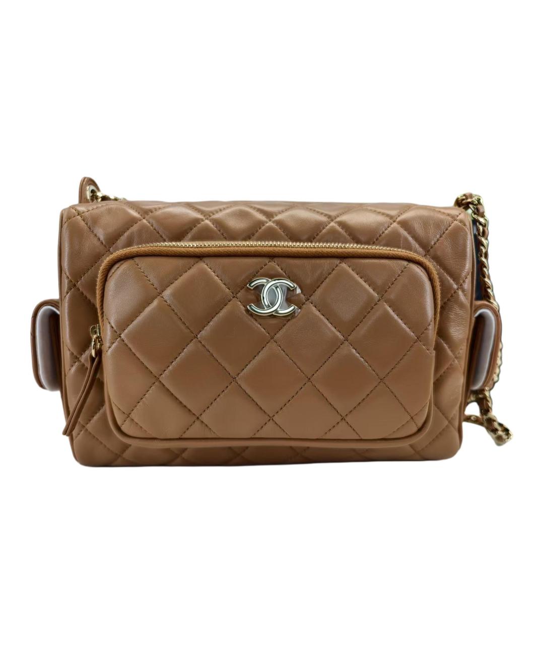 CHANEL Коричневая кожаная сумка через плечо, фото 1