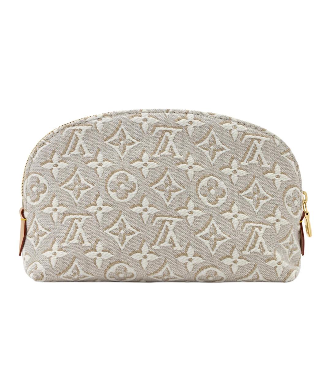 LOUIS VUITTON Бежевая тканевая косметичка, фото 3