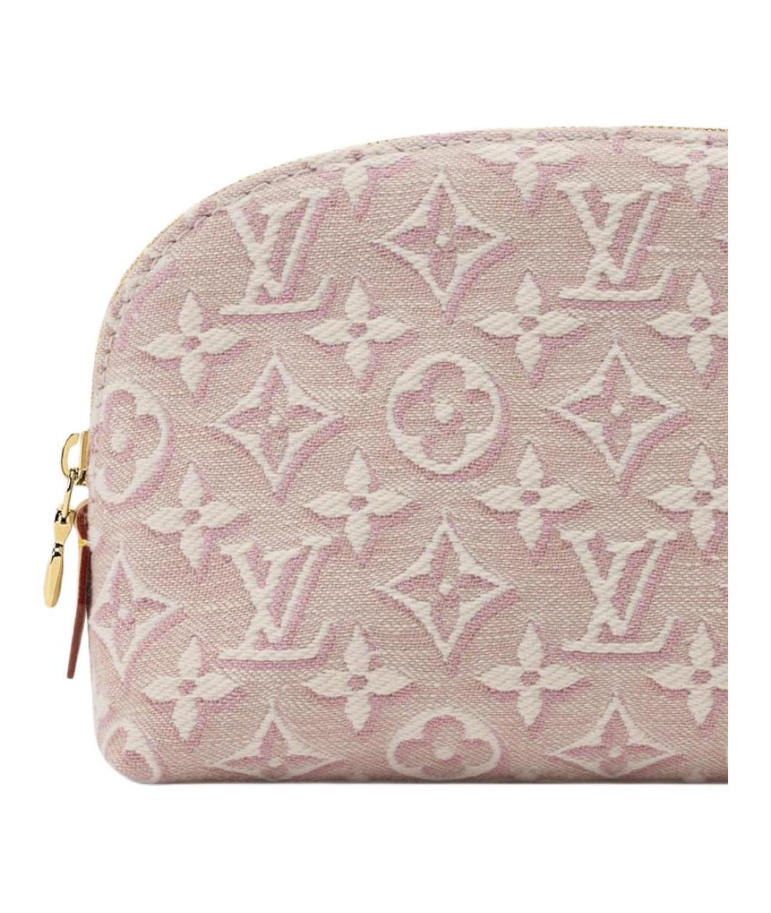 LOUIS VUITTON Розовая тканевая косметичка, фото 5