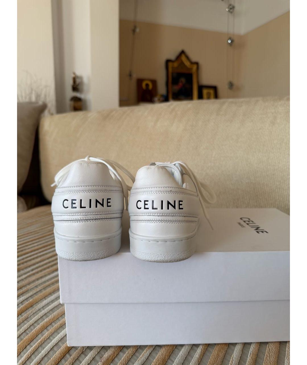 CELINE Белые кожаные кеды, фото 8