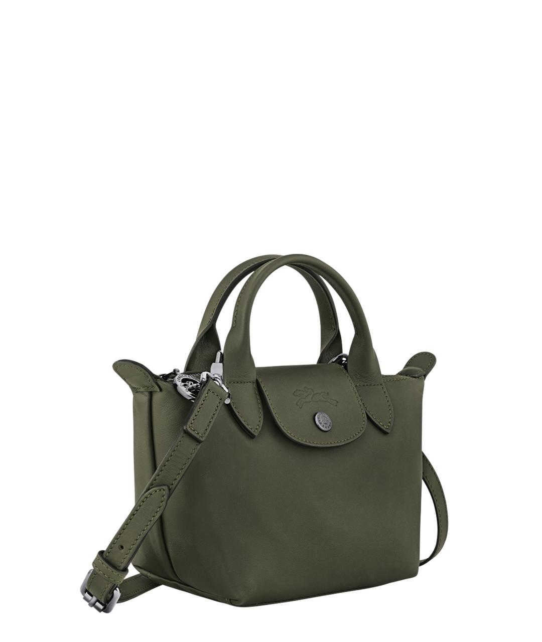 LONGCHAMP Зеленая кожаная сумка тоут, фото 3