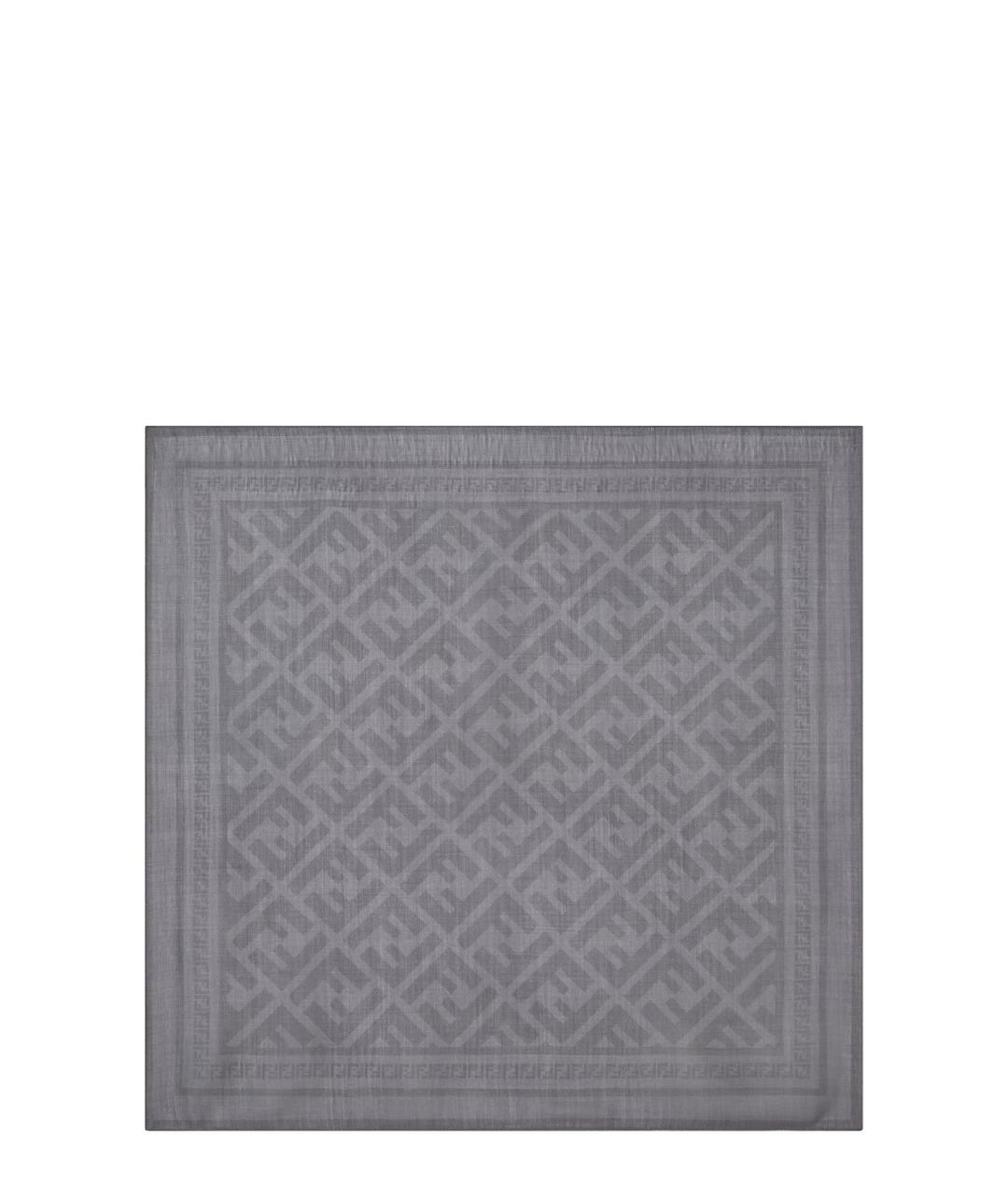 FENDI Серый шелковый шарф, фото 1