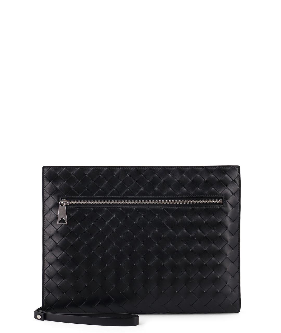 BOTTEGA VENETA Черная кожаная папка для документов, фото 1