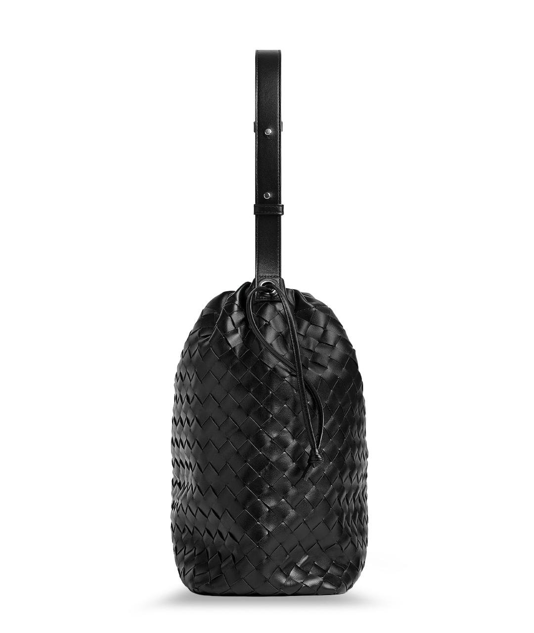 BOTTEGA VENETA Черная кожаная сумка на плечо, фото 3