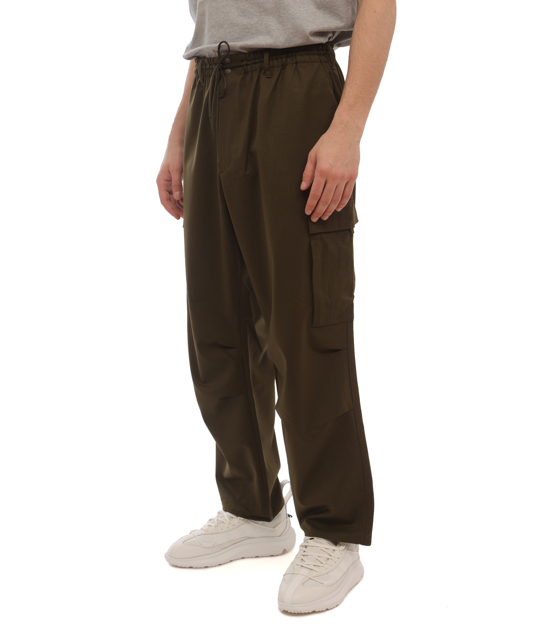 Y-3 Хаки шерстяные повседневные брюки, фото 3