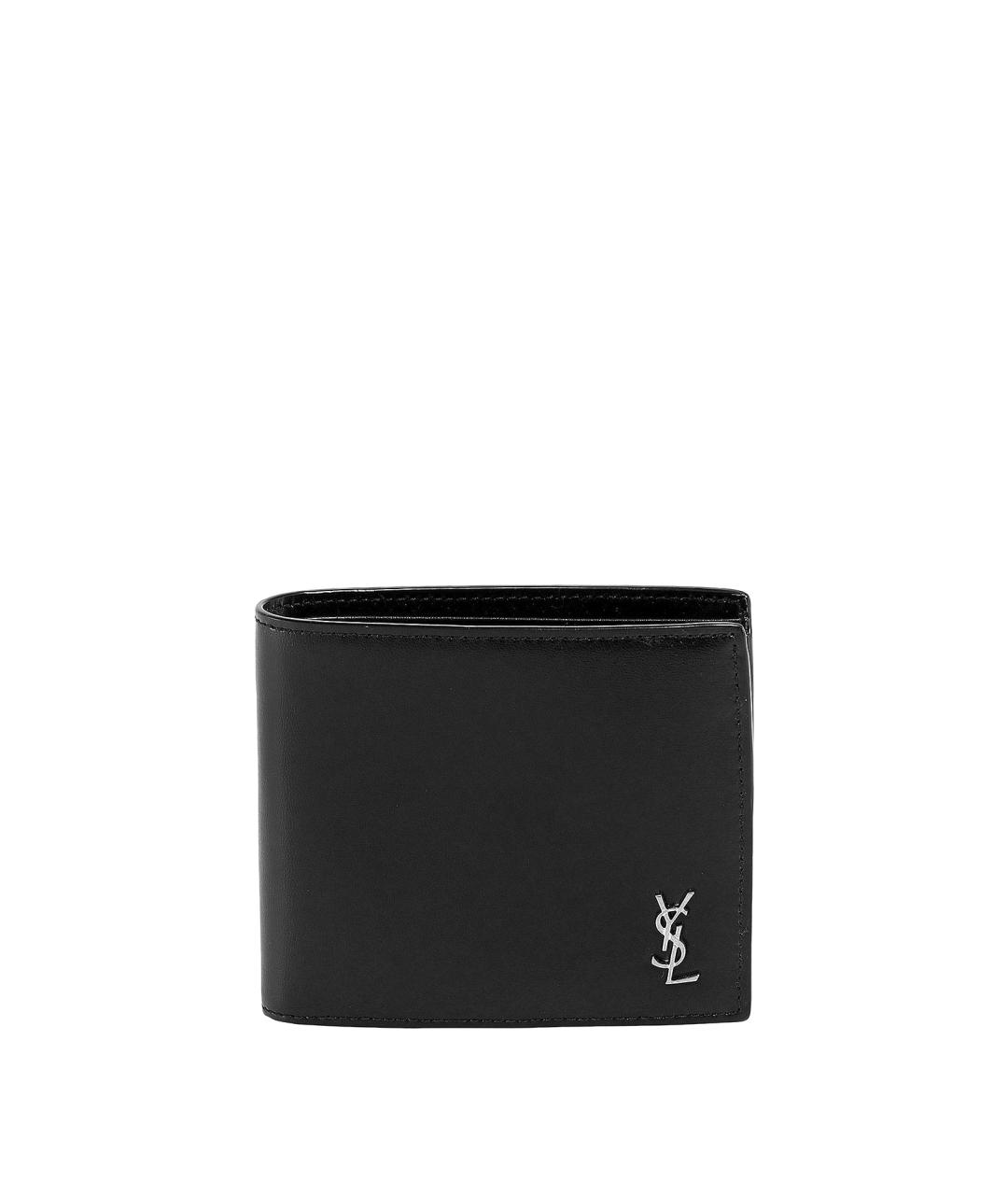 SAINT LAURENT Черный кожаный кошелек, фото 1