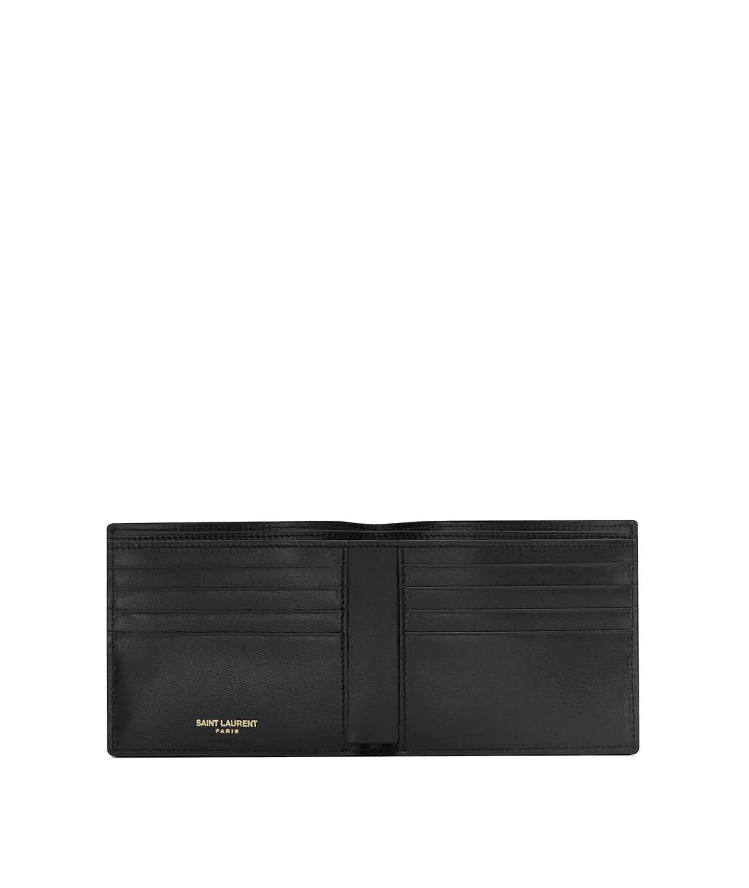 SAINT LAURENT Черный кожаный кошелек, фото 3