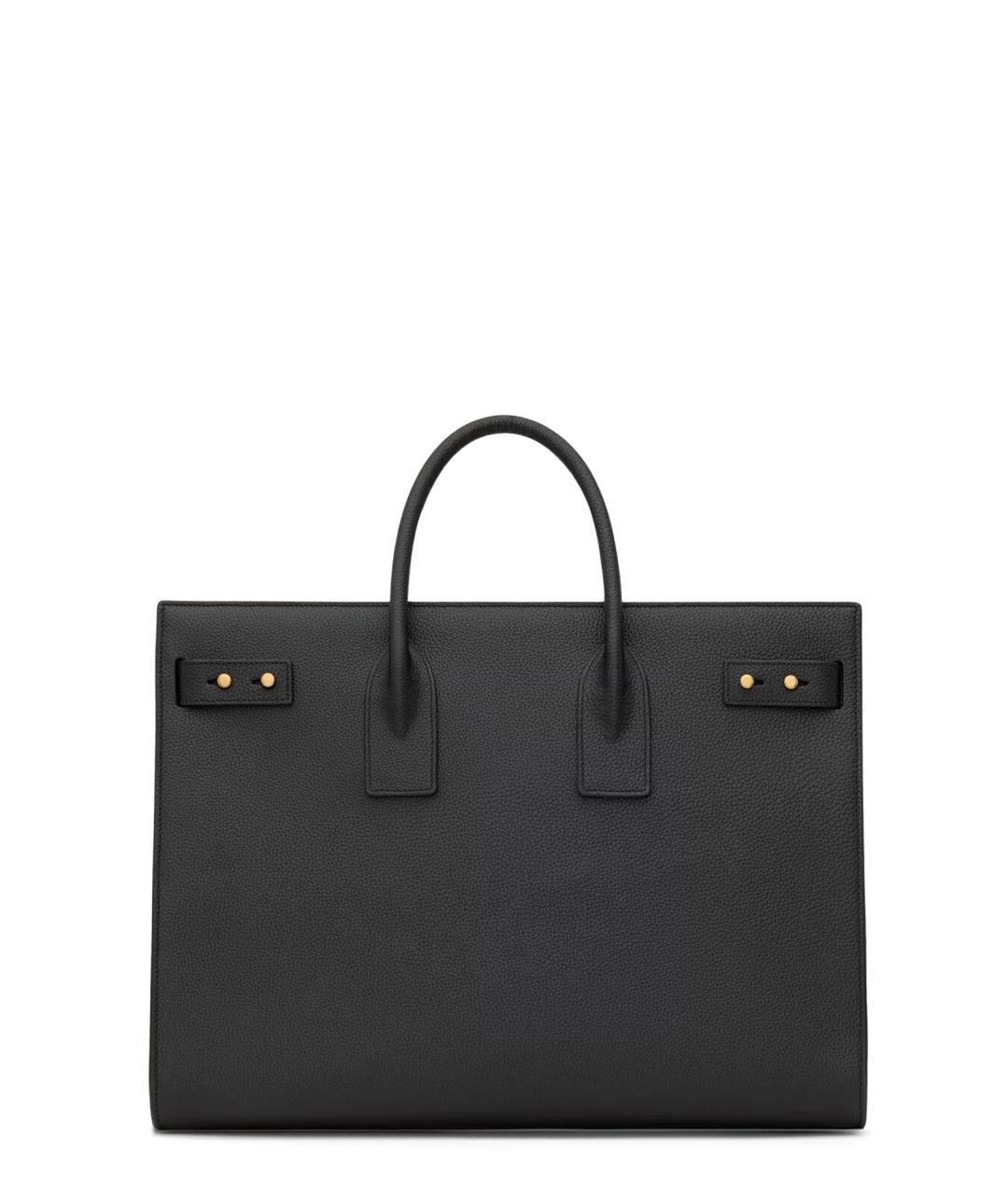 SAINT LAURENT Черная кожаная сумка тоут, фото 2