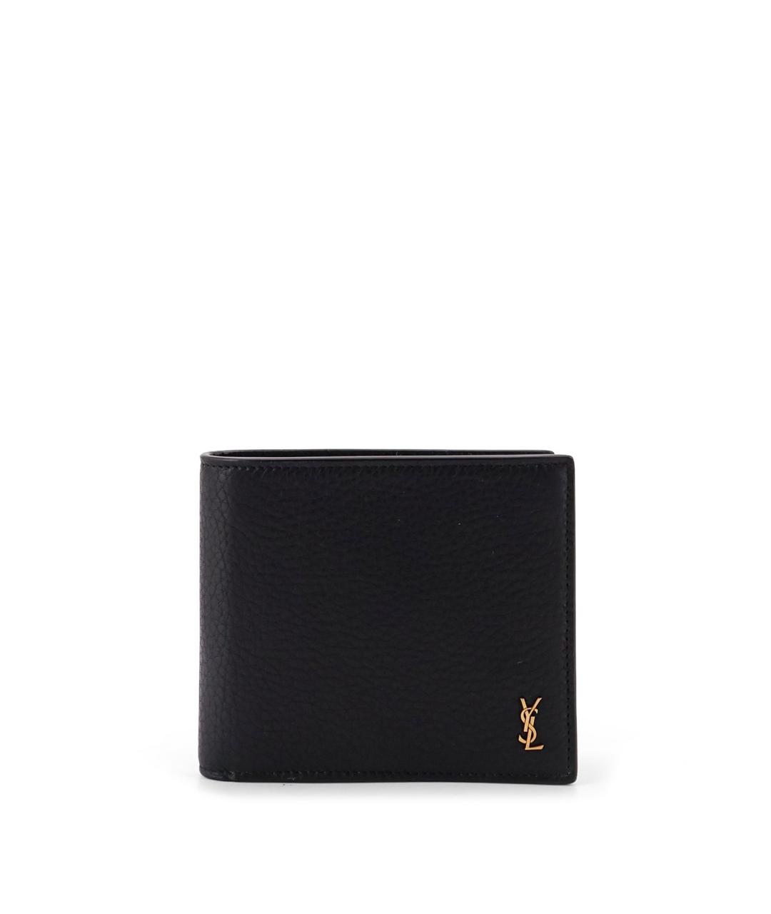SAINT LAURENT Черный кожаный кошелек, фото 1