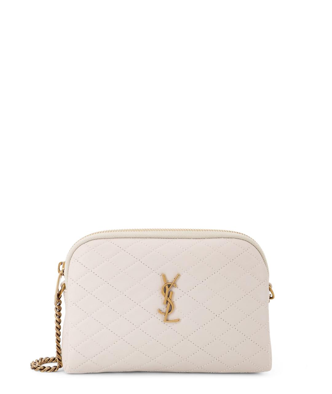 SAINT LAURENT Бежевая кожаная сумка через плечо, фото 1