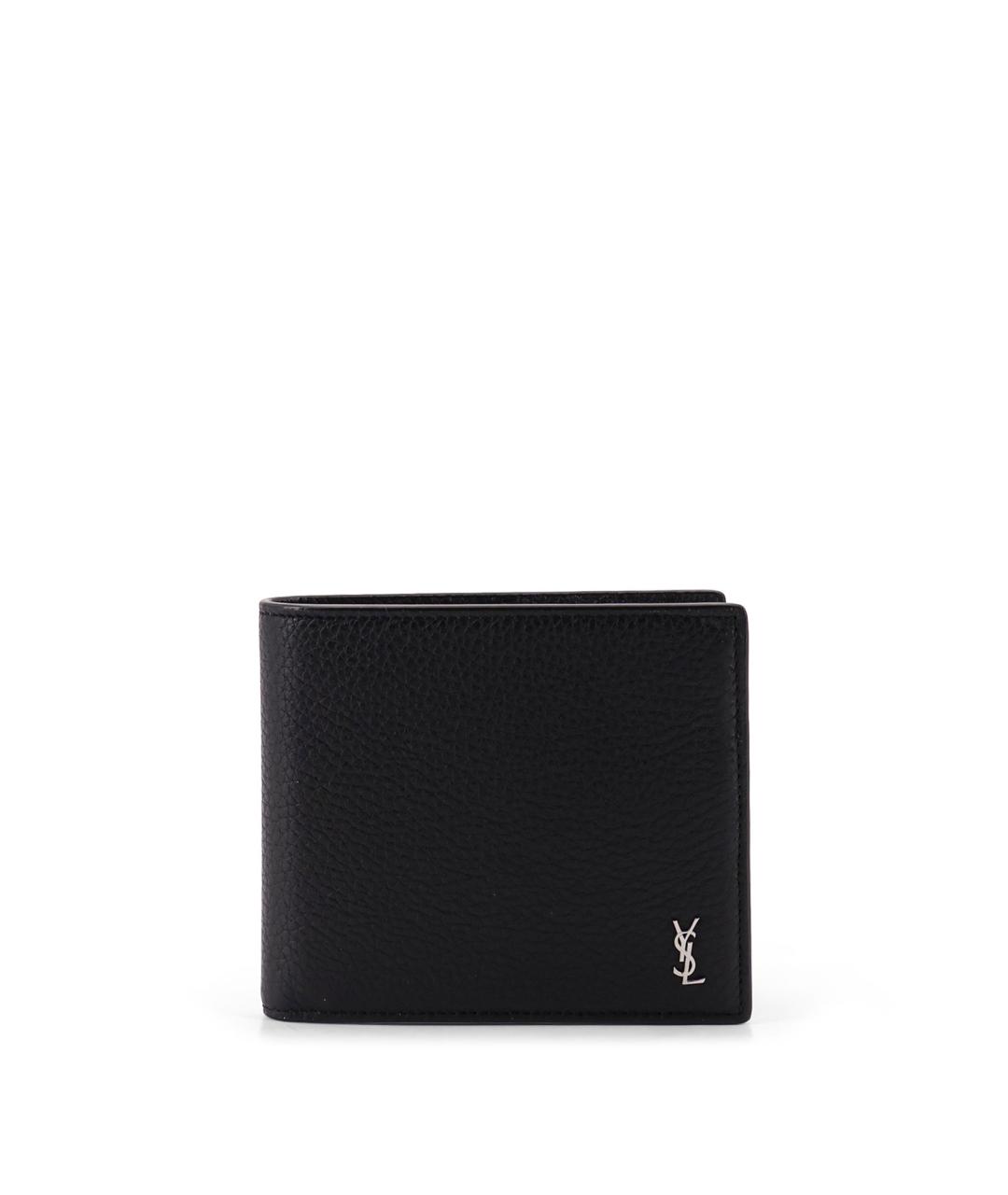 SAINT LAURENT Черный кожаный кошелек, фото 1