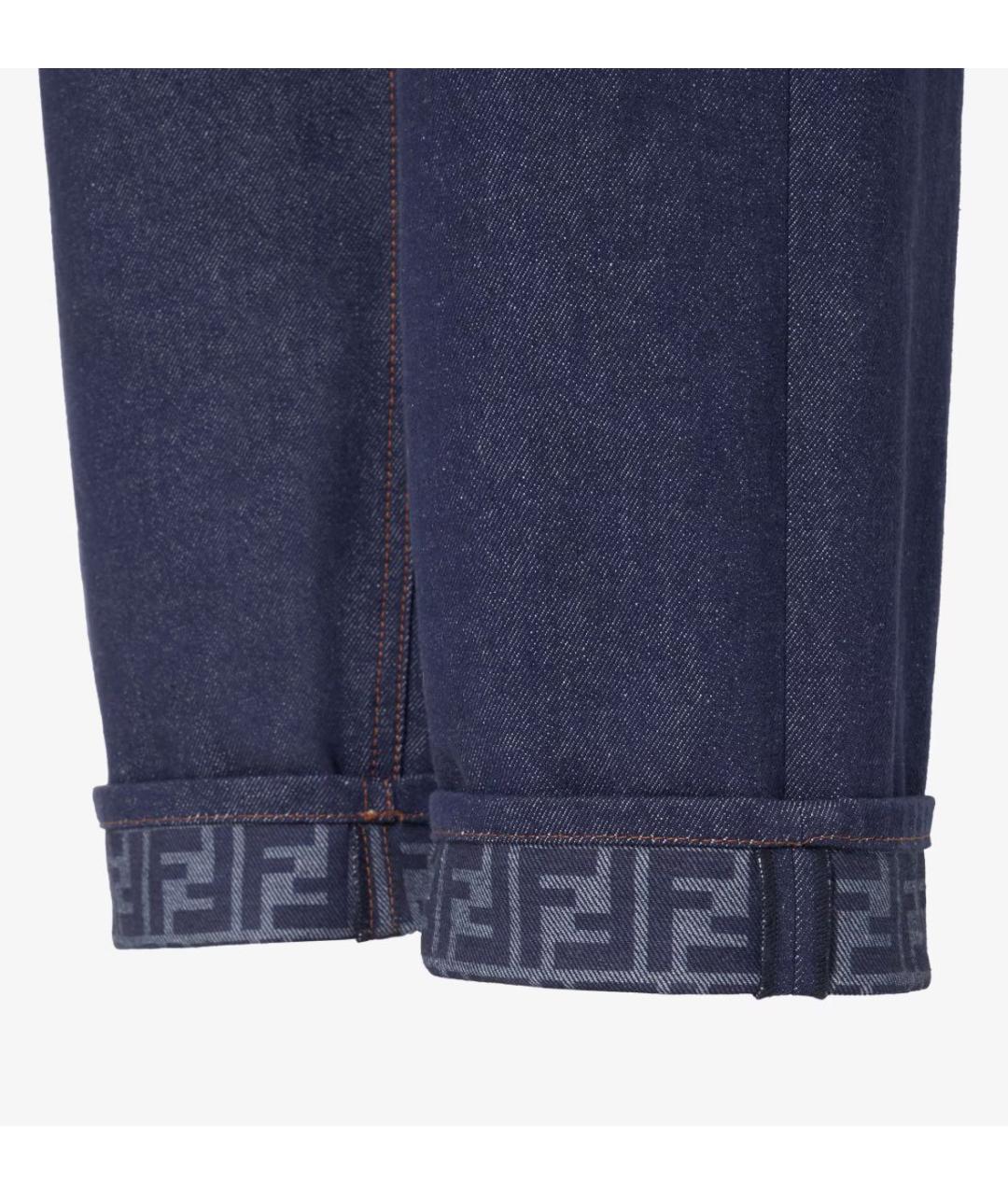 FENDI Темно-синие хлопковые прямые джинсы, фото 3