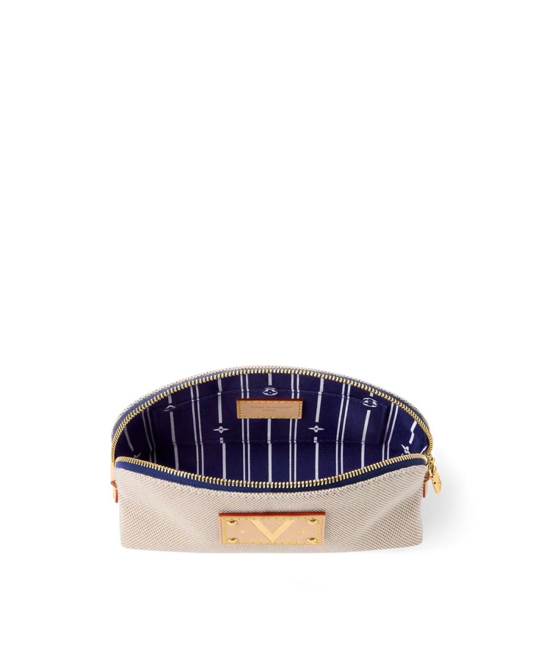 LOUIS VUITTON Бежевая тканевая косметичка, фото 3