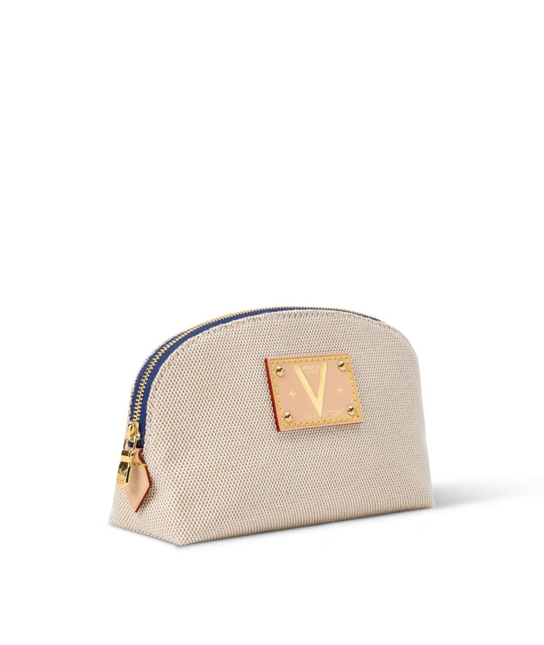 LOUIS VUITTON Бежевая тканевая косметичка, фото 2