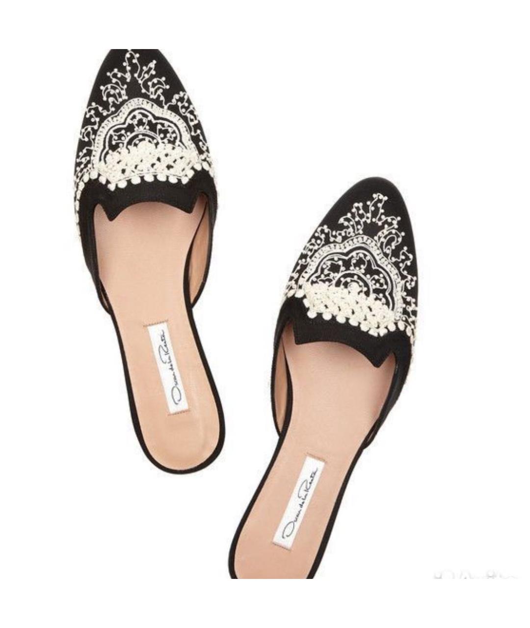 OSCAR DE LA RENTA Черные кожаные мюли, фото 6