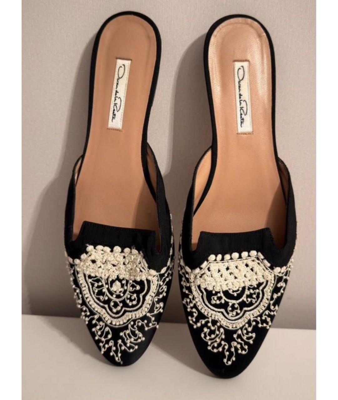 OSCAR DE LA RENTA Черные кожаные мюли, фото 3