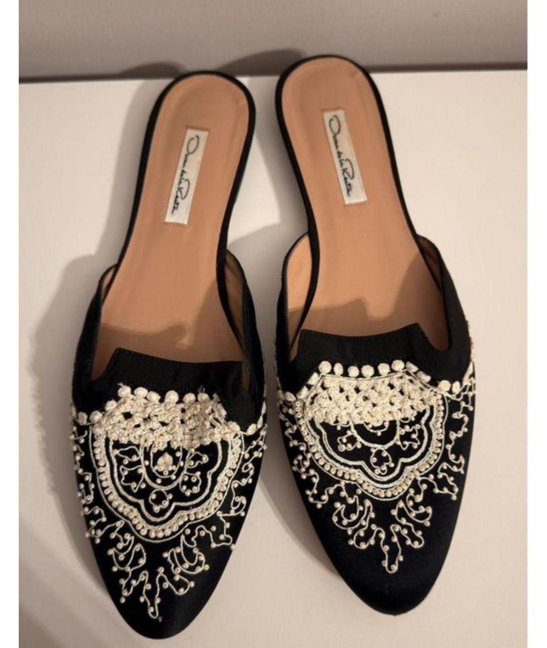 OSCAR DE LA RENTA Черные кожаные мюли, фото 4