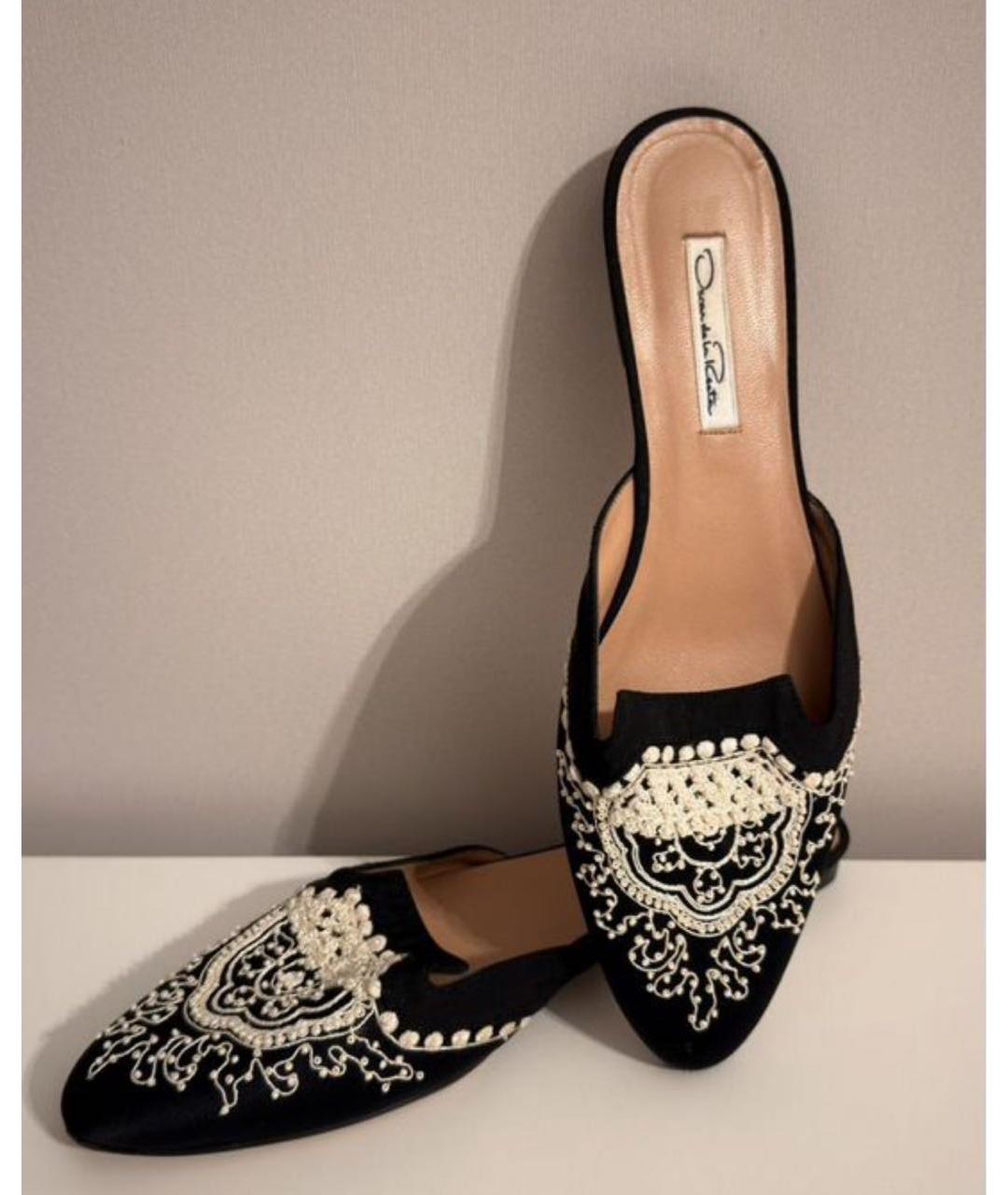 OSCAR DE LA RENTA Черные кожаные мюли, фото 2