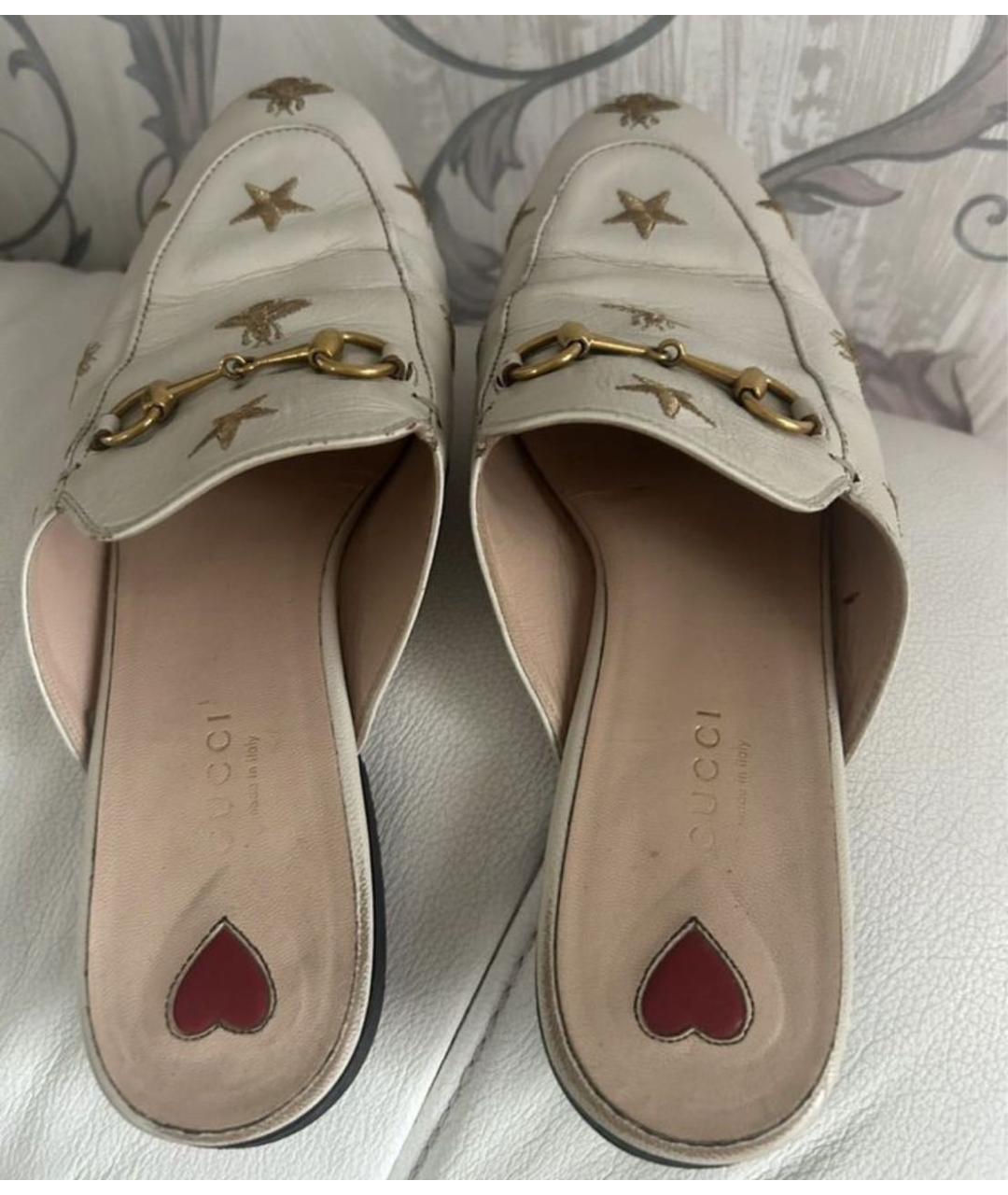 GUCCI Бежевые кожаные мюли, фото 3