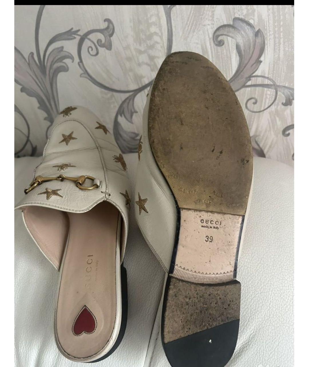 GUCCI Бежевые кожаные мюли, фото 5