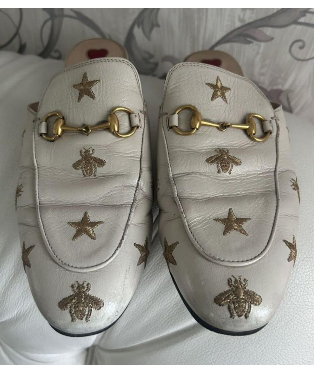 GUCCI Бежевые кожаные мюли, фото 6