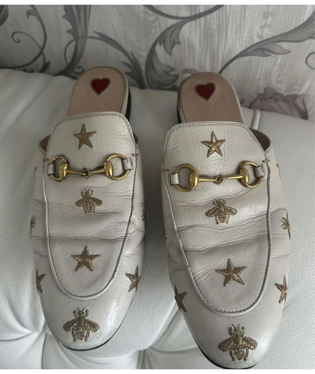 GUCCI Бежевые кожаные мюли, фото 2