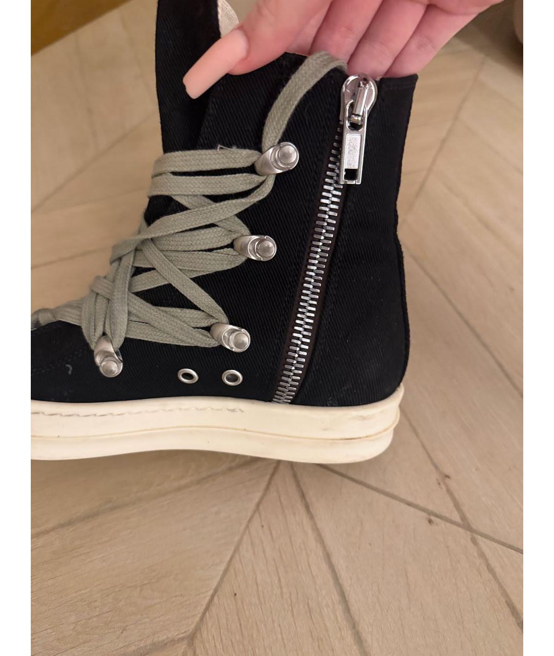 RICK OWENS DRKSHDW Черные текстильные кроссовки, фото 4
