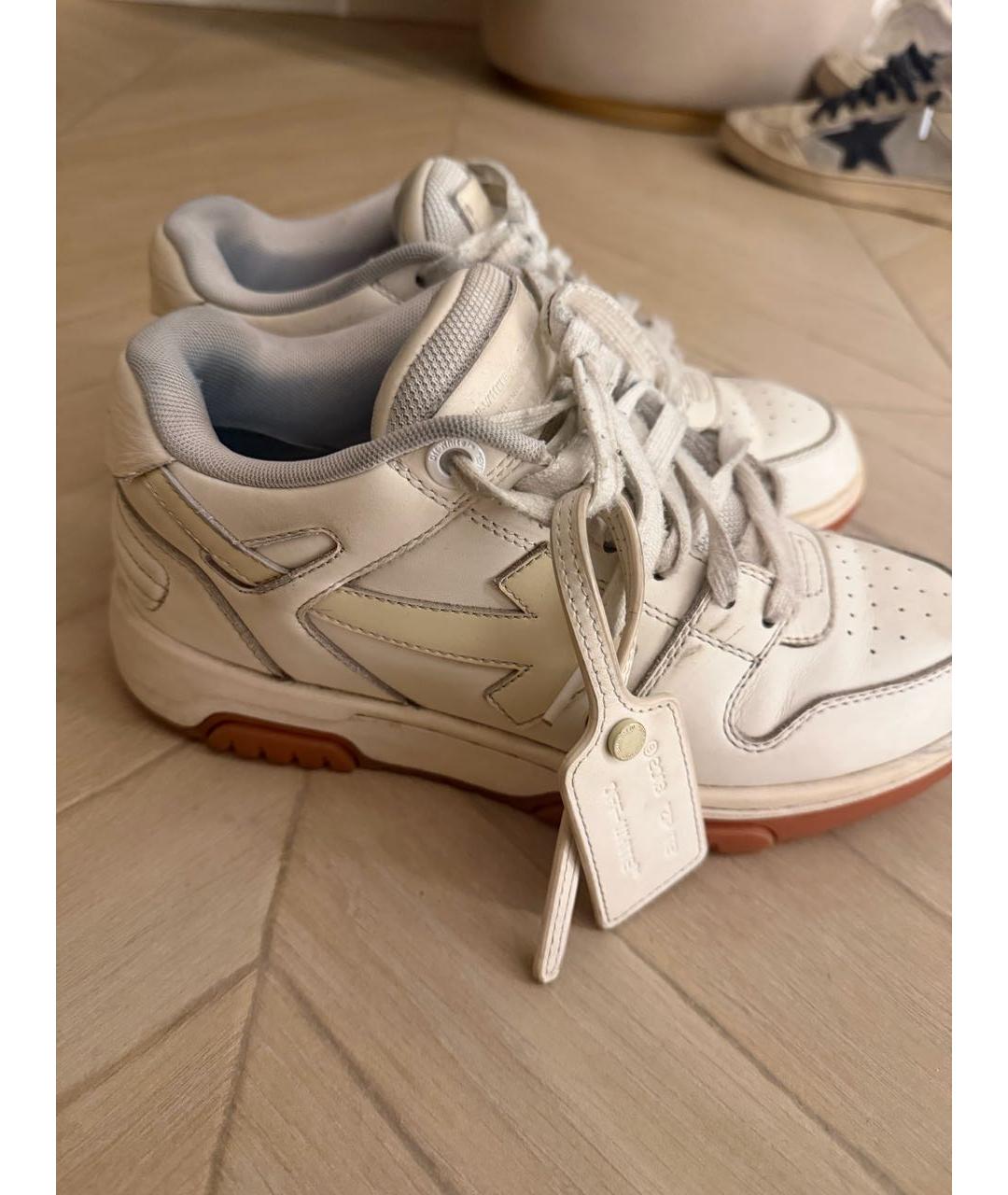 OFF-WHITE Белые кожаные кроссовки, фото 2