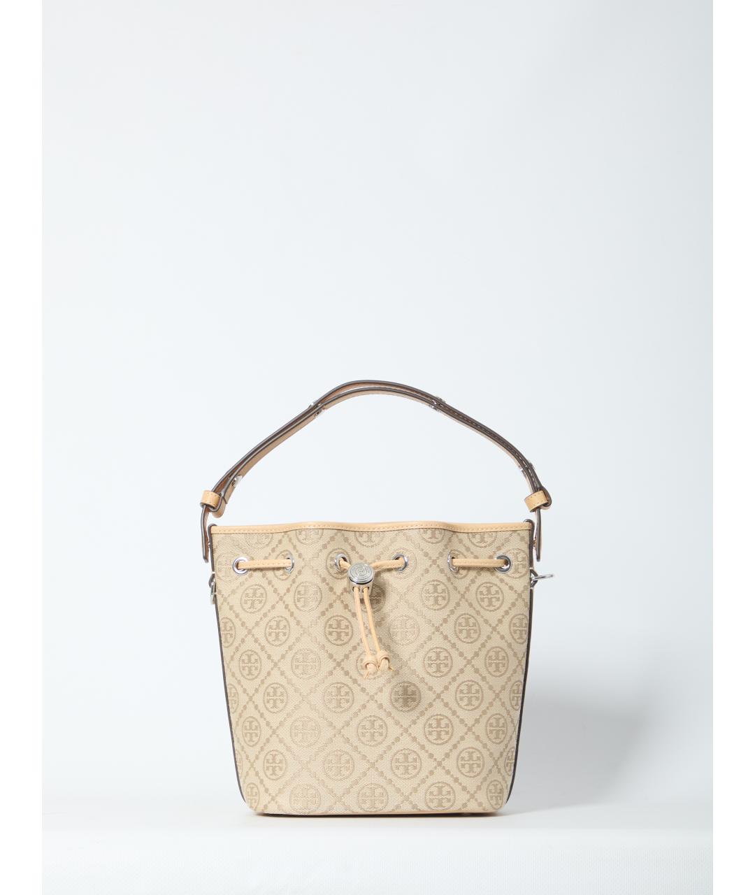 TORY BURCH Бежевая хлопковая сумка с короткими ручками, фото 4