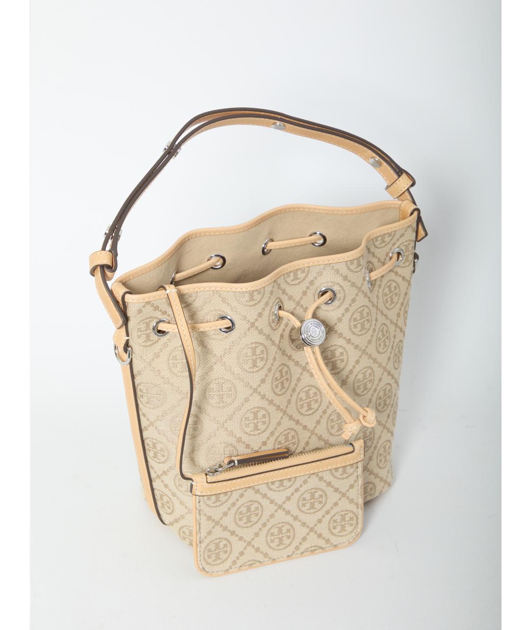 TORY BURCH Бежевая хлопковая сумка с короткими ручками, фото 3