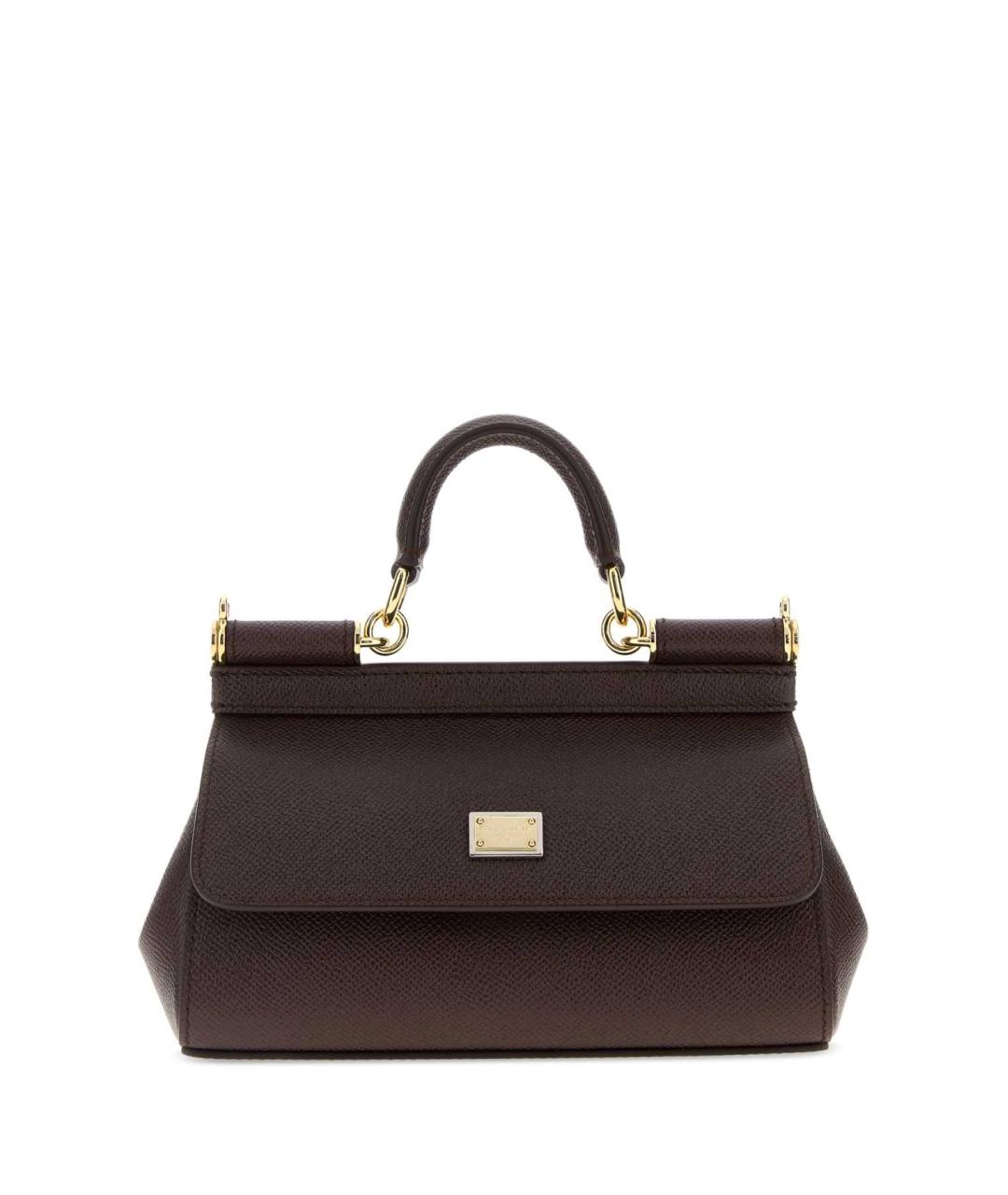 DOLCE&GABBANA Бордовая кожаная сумка с короткими ручками, фото 1