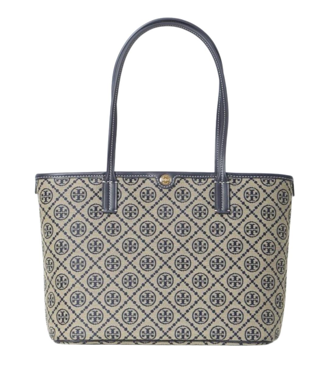 TORY BURCH Синяя хлопковая сумка тоут, фото 1
