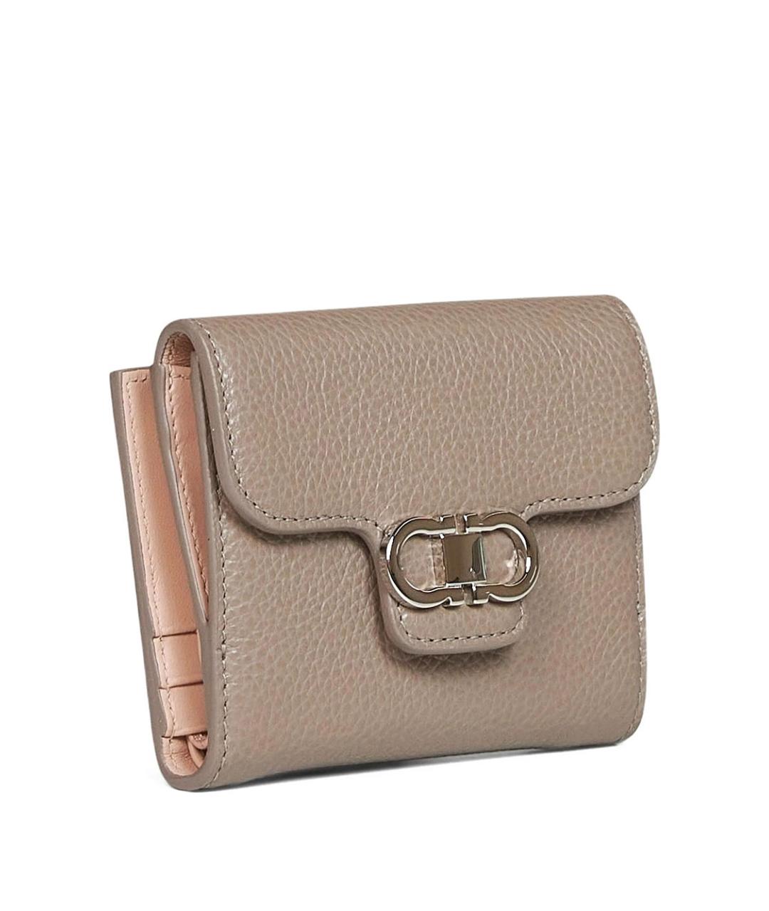 FERRAGAMO Серый кожаный кошелек, фото 4