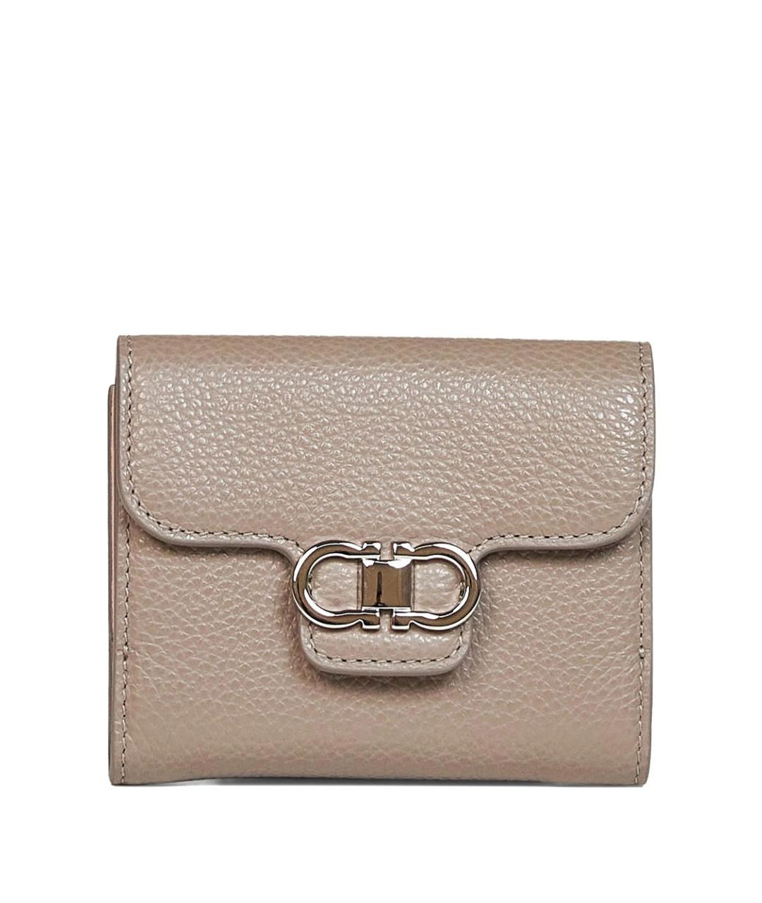 FERRAGAMO Серый кожаный кошелек, фото 1