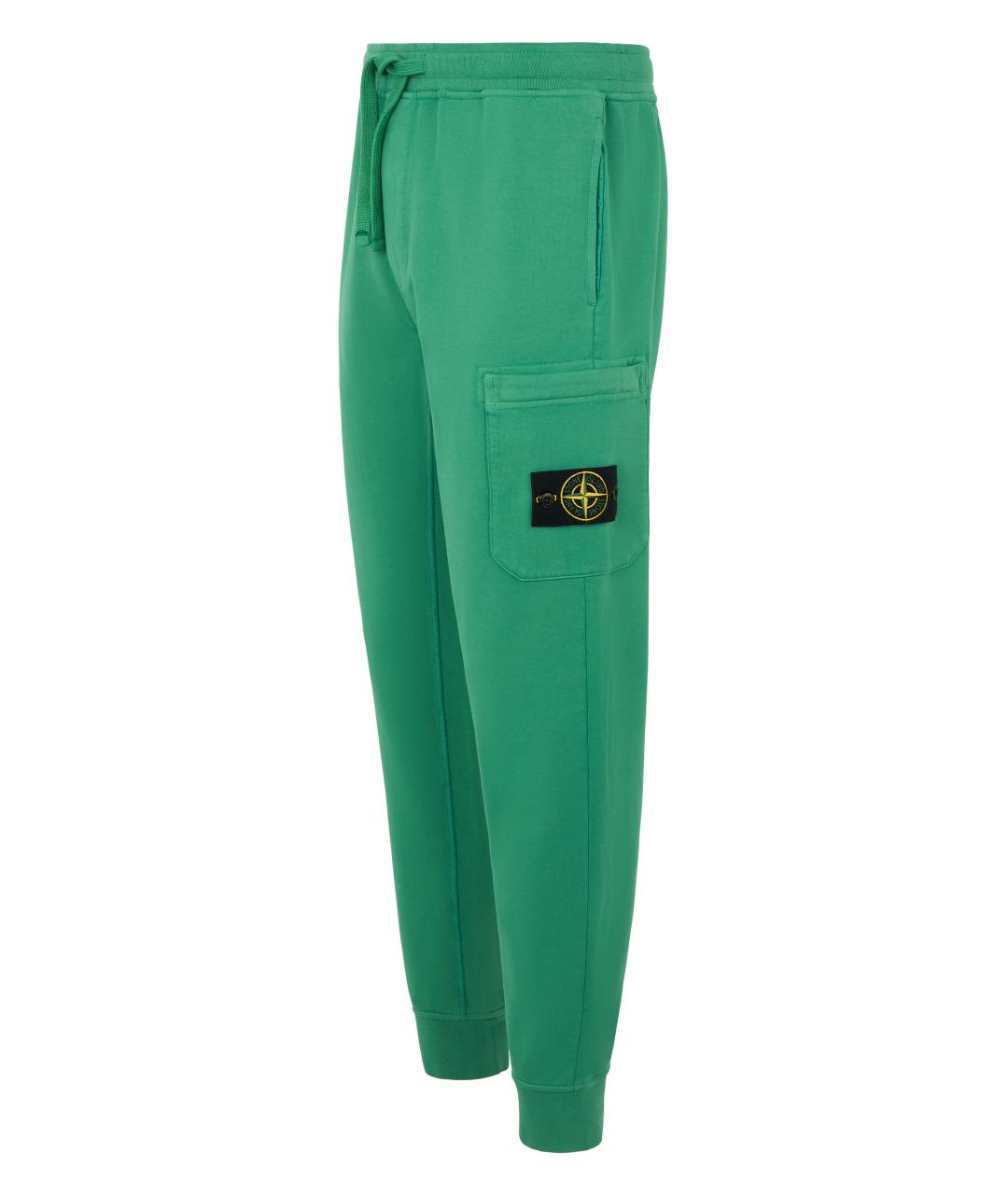 STONE ISLAND Зеленые хлопковые повседневные брюки, фото 3